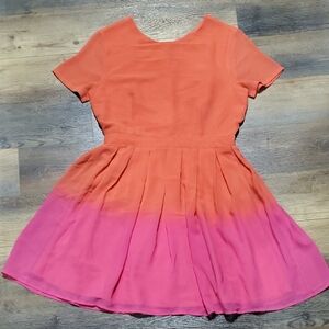 Matthew Williamson Pink and Orange Fit and Flare Midi Dress